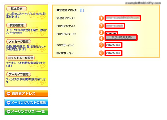 管理者アドレス
